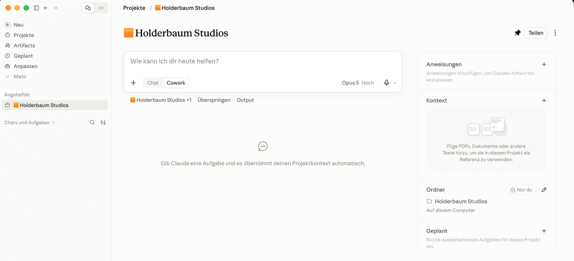 Das fertige Projekt mit verbundenem Ordner